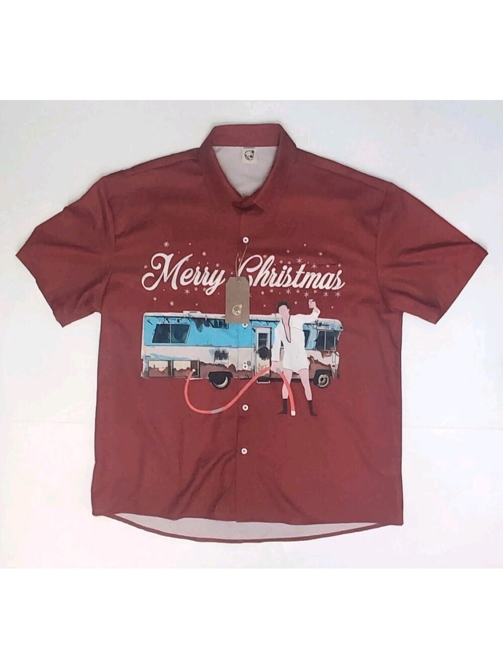 Hardaddy Uncle Eddie Merry Christmas Vacation Button Down Short Sleeve Sz L NEW